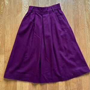 Burgundy/wine Norton McNaughton recycled wool blend pleated midi skirt size 6